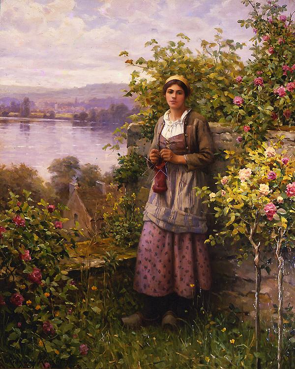 Daniel Ridgeway Knight Julia - Corner of the Garden oil painting image